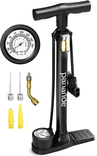 Miniatura 10 de Bomba de bicicleta de suelo, inflador avanzado de neumáticos de bicicleta, bomba de aire manual para bicicleta con válvulas Presta y Schrader
