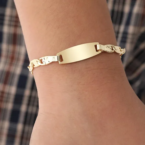 Miniatura 157 de Pulsera de barra para bebé: chapado en oro de 18 quilates, pulsera con placa de identificación personalizada para niños pequeños de mamá, nombre
