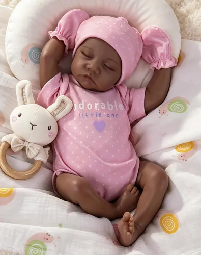 Miniatura 13 de Aori Muñecas de bebé recién nacidas negras realistas de 22 pulgadas, muñecas negras con peso recién nacido, juego de regalo para niños a partir de 3