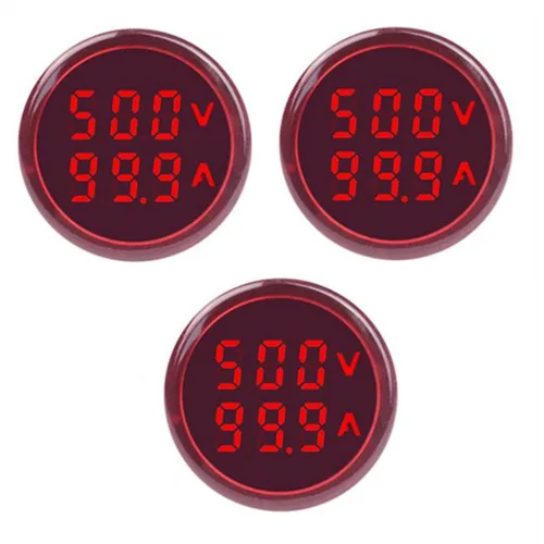 Miniatura 9 de Indicador de corriente y voltaje de CA de 3 piezas con pantalla de dos dígitos, monitor de instrumentos de medición multifunción LED de cabeza Verde