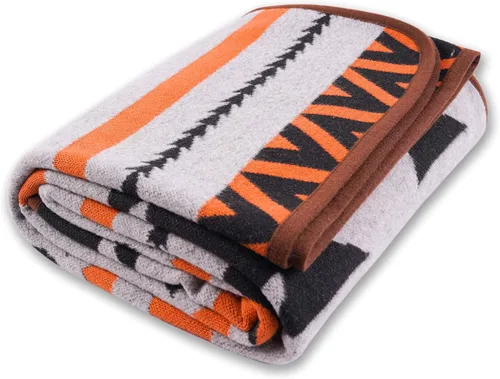 Miniatura 22 de PuTian Manta de lana merina, 63 x 51 pulgadas, color naranja bohemio, ideal para camping, al aire libre, eventos deportivos, supervivencia y kits