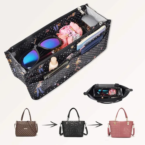 Miniatura 14 de Bolso de mano estilo cartera de Vercord para mujer con organizador incorporado, estampado bien definido, con manijas y cremallera, tamaño 2