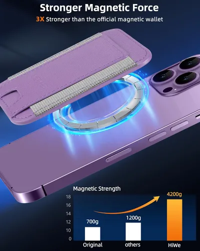 Miniatura 4 de para cartera MagSafe, cartera magnética más fuerte para iPhone 17/16/15/14/13/12 Series, soporte para 7 tarjetas, carteras magnéticas para teléfono