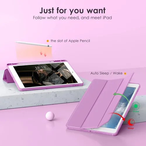 Miniatura 5 de VIKESI - Funda para iPad de 9ª / 8ª / 7ª generación de 10.2 pulgadas (lanzada en 2021/2020/2019), parte trasera transparente, cubierta de marco
