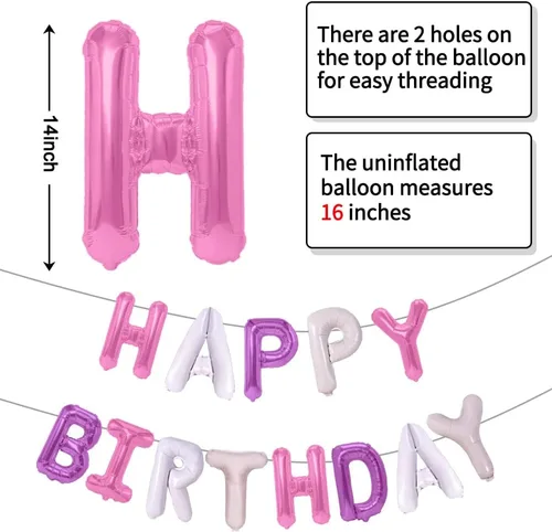 Miniatura 3 de Globos de feliz cumpleaños, 13 letras de papel de aluminio, 16 pulgadas, reutilizables, unisex, decoraciones de cumpleaños para niños y adultos