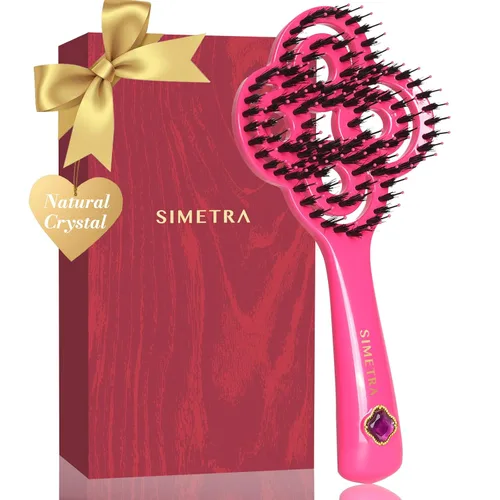 Miniatura 11 de SIMETRA Cepillo de pelo Lucky para mujeres y hombres, cepillo desenredante chapado en oro de 14 quilates, cepillo desenredante para todo
