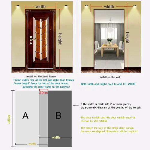 Miniatura 6 de Cortina de puerta con aislamiento térmico insonorizada, cortinas de garaje con cancelación de ruido, protección de privacidad, resistente al viento