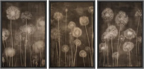 Miniatura 107 de SIGNWIN Lienzo enmarcado para pared, juego de arte de collage de hojas transparentes en blanco y negro, ilustraciones de naturaleza silvestre, arte