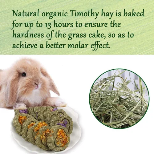 Miniatura 5 de Hamiledyi 36 juguetes masticables de conejo, heno natural de Timothy hecho a mano, pasteles molares para conejito, chinchilla, cobaya, conejo enano
