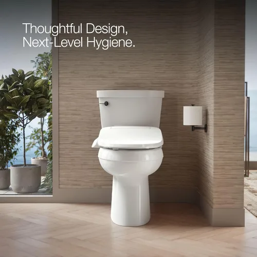 Miniatura 5 de Kohler PureWash E525 - Asiento de inodoro con bidé alargado, blanco, agua caliente, tapa de cierre silencioso, varita autolimpiante, presión de agua