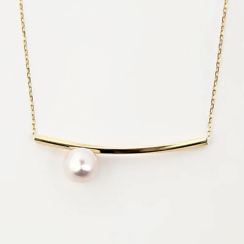 Miniatura 4 de Collar con colgante de perlas cultivadas Akoya japonés de 0.276 in para mujer con oro amarillo de 18 quilates Diseño elegante excelente regalo