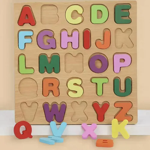 Miniatura 7 de Rompecabezas de madera para niños pequeños, paquete de 2 rompecabezas con forma del alfabeto para niños de madera Montessori con forma de número