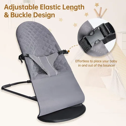 Miniatura 2 de Asiento de tela para gorila – para BabyBjorn Funda de repuesto compatible con BabyBjörn Bouncer Bliss, lavable a máquina (gris)