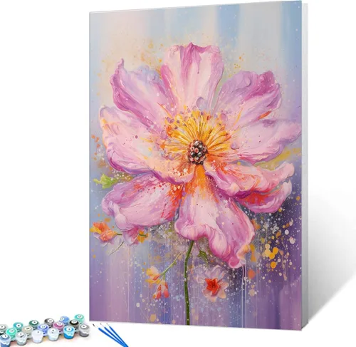 Miniatura 11 de Tucocoo Kits de pintura por números de lavanda con pinceles y pigmento acrílico sobre lienzo para adultos, hermoso proyecto de manualidades florales