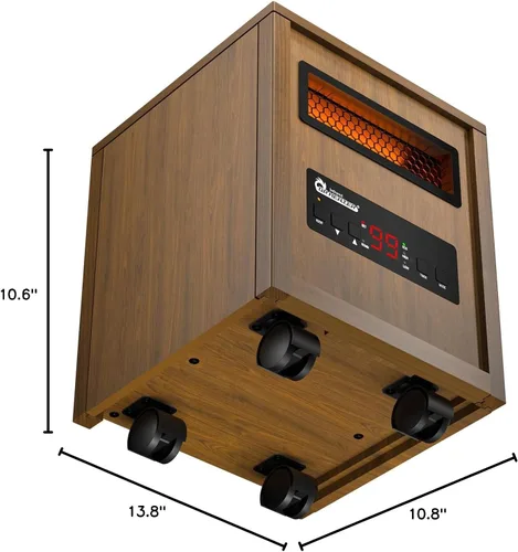 Miniatura 7 de DR. INFRARED HEATER DR-123 - Calentador de espacio portátil para interiores con control remoto, calefacción dual de 1500 W, 4 ruedas para movilidad