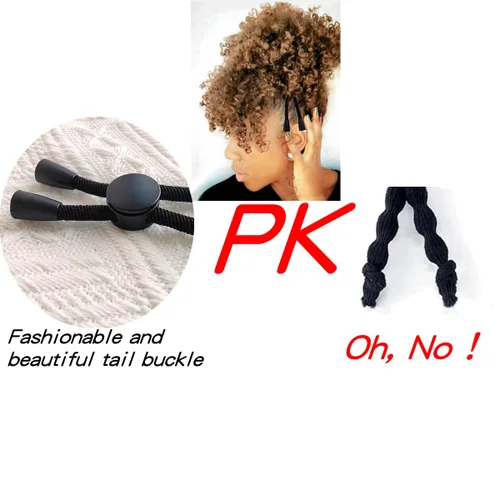 Miniatura 5 de 6 lazos de cola de caballo afro, ligas ajustables para moños de cabello grueso y rizado, cintas largas acolchadas para trenzas de mujer, cabello