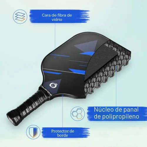 Miniatura 2 de niupipo Pickleball Paddles Set of 2 or 4, USAPA Approved Fiberglass Pickleball Paddle Set with Balls and Bag, Polypropylene Honeycomb Core, Azul