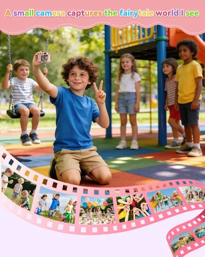 Miniatura 5 de Juguetes de cámara para niños, cámara digital HD 1080P, carcasa suave envolvente, mini cámara para niños de 3, 4, 5, 6, 7, 8, 9 años, regalo