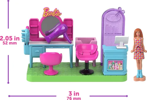 Miniatura 5 de Barbie Mini Land DreamHouse y 3 juegos con 4 muñecas de 1.5 pulgadas, muebles y accesorios para casa de muñecas, incluye boutique de mascotas