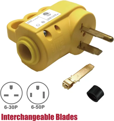 Miniatura 3 de Sintron NEMA 6-30P/6-50P Enchufe de hoja recta, cuchillas intercambiables, para aires acondicionados, equipos de cocina y soldador de arco, 125/250