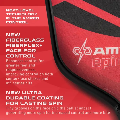 Miniatura 4 de Selkirk Sport Amped Control Pickleball Paddle Precision & Control Fiberglass Pickleball Paddles 16mm X5 Core Made in USA Rojo Ligero