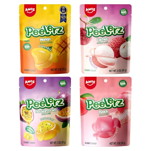 Miniatura 21 de AMOS Peelerz - Paquete variado de 4 gomitas pelables, 3.00 oz cada uno (total de 4.94 oz), mango, uva, plátano, melocotón, gomitas suaves de frutas