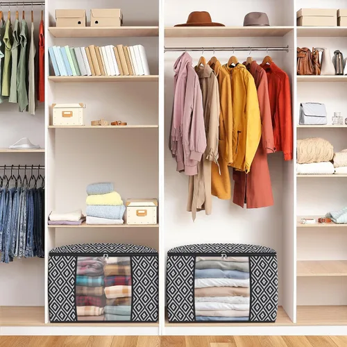 Miniatura 6 de StorageTastic Direct 100L, paquete de 2 contenedores de almacenamiento, contenedores grandes de almacenamiento de ropa, bolsas plegables de Negro