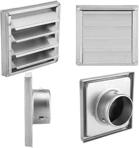 Miniatura 3 de Yosoo Rejilla de ventilación de aire de pared, acero inoxidable cuadrado secadora extractor extractor salida de ventilador plata para un máximo