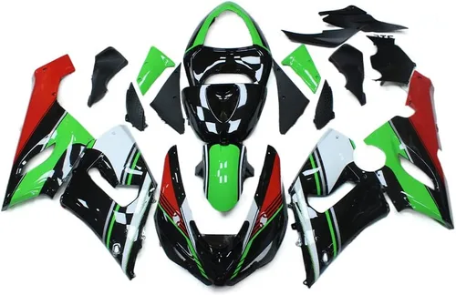 Kit de carenado de inyección verde negro rojo para Kawasaki 2005 2006 ZX6R ZX-6R 05 06 Ninja 636 2005-2006 ABS Carrocería de cuerpo completo panel