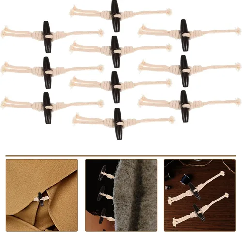 Miniatura 8 de EXCEART Retro Decor 10 pares de decoración de madera cárdigan sujetador botones de palanca botones abrigo costura cierre ropa retro ropa palanca
