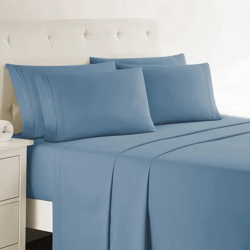 Miniatura 33 de Clara Clark - Juego de sábanas King con Flex Top, 6 piezas - Sábanas de lujo para cama King con cabeza dividida, juego de cama súper suave, King