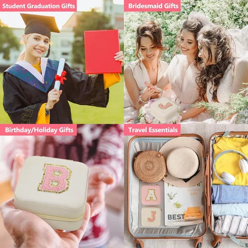Miniatura 6 de CHMI Joyero de viaje, joyero de viaje blanco, organizador de joyas de viaje, regalos de viaje para mujeres y niñas, caja organizadora de joyas