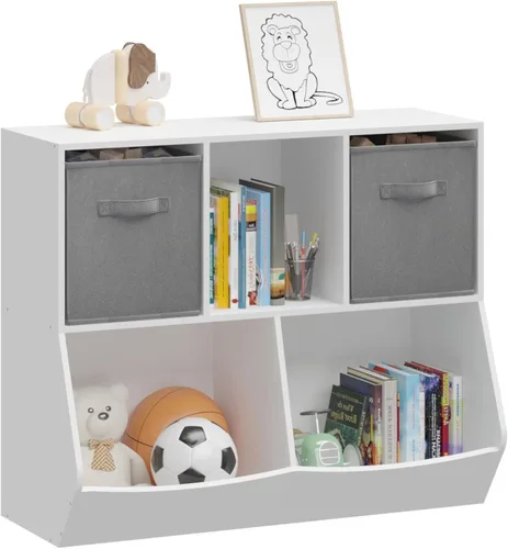 Miniatura 9 de Estantería para niños, organizador de almacenamiento de juguetes de 4 cubos, estantería para niños pequeños, estantes para habitación de niños, sala