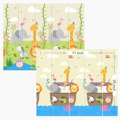 Miniatura 3 de UANLAUO Alfombra de Juego Plegable para Piso de 71x59 - Alfombra de Juego Gruesa de Espuma para Niños, Alfombras de Juego para Bebés y Niños Animal