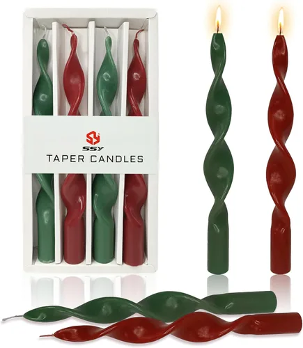 Miniatura 11 de Velas cónicas en espiral color naranja, velas torcidas de 8 pulgadas, 5 horas, sin perfume, hechas a mano, juego de 4 velas giratorias para boda