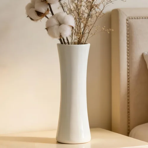 Miniatura 10 de Florero de cerámica blanco de 12 pulgadas, jarrones altos para hierba de las pampas, decoración del hogar, jarrones modernos con textura