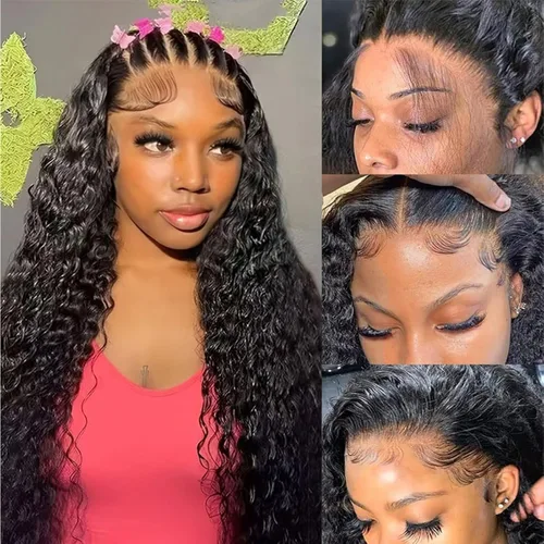 Miniatura 12 de Pelucas de cabello humano con encaje frontal HD de 13 x 6 pulgadas, cabello humano prearrancado, color negro natural, sin pegamento, peluca