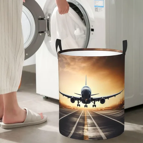 Miniatura 7 de backpack airplane print Circular Hamper Waterproof Storage Bin Organizer Basket Laundry Hamper With Handles For Clothes Toys Small