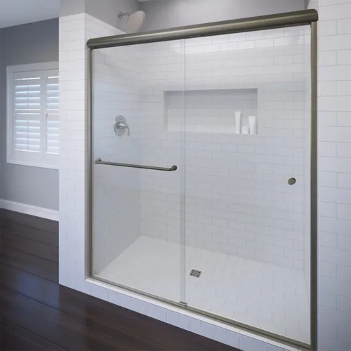 Miniatura 13 de Fab and Mirror - Puerta de ducha doble corredera para baño, serie Sorrento Lux, acabado de níquel cepillado, ajustable de 44 a 48 pulgadas de ancho