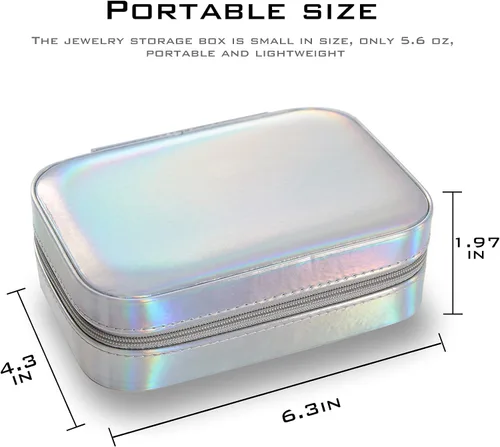 Miniatura 5 de Shemboli Caja de joyería pequeña, organizador portátil de piel sintética de viaje portátil, doble capa, organizador de almacenamiento de joyas