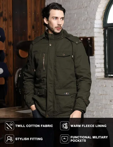 Miniatura 4 de Chaqueta WenVen, parca de invierno con capucha extraíble, cálida, para hombre