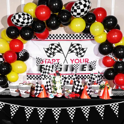 Miniatura 6 de Irenare 3 manteles para fiesta de cumpleaños de coche, decoraciones para fiesta de carreras, mantel de carretera, cubierta de mesa para pista