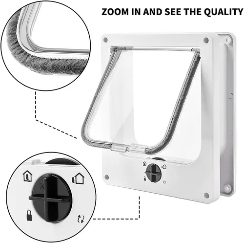 Miniatura 5 de EASY JOY Puertas para gatos (tamaño exterior 10.6 x 9.2 pulgadas), puerta de gato con bloqueo de 4 vías para puertas interiores y exteriores, puerta