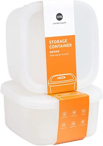 Miniatura 8 de OTB Juego de 2 recipientes de silicona reutilizables transparentes, cajas de almacenamiento de alimentos de silicona sin fugas, sin BPA, herméticos