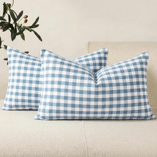 Miniatura 36 de CARRIE HOME Juego de 4 fundas de almohada a cuadros blancos y negros de 18 x 18 pulgadas para exteriores, decoración de granja a cuadros de búfalo