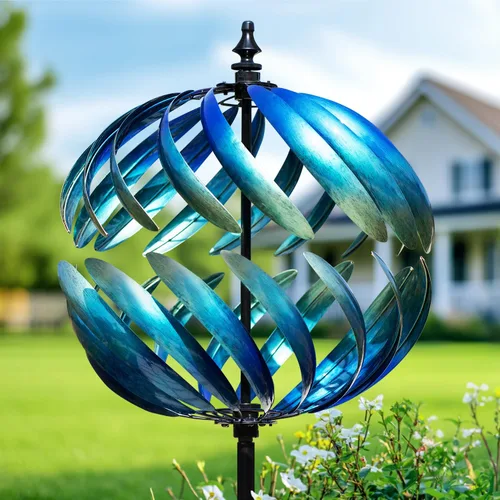 Miniatura 9 de LimeHill Molinillo de viento para patio y jardín, esculturas de viento cinéticas de metal grandes, decoración de patio al aire libre