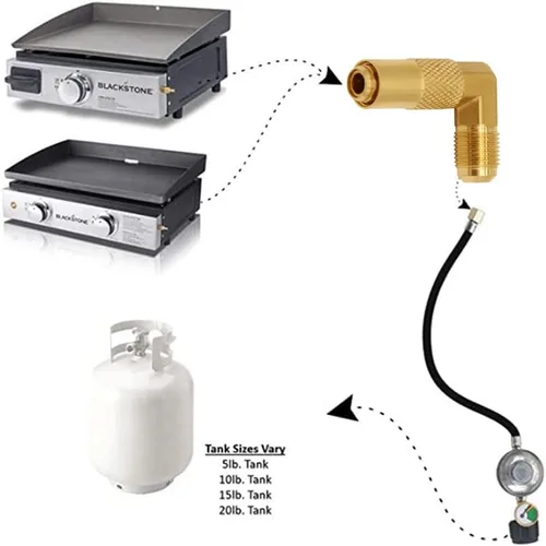 Miniatura 3 de Joywayus Adaptador de baja presión de 3/8 pulgadas, adaptador de conversión de adaptador de codo de 90 grados para parrilla de campamento