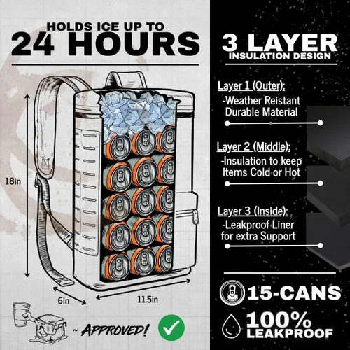 Miniatura 2 de SHITI Hieleras Enfriador para Camping, Viajes, Playa, Lonchera Suave para Alimentos, Bebidas y Hielo, Portátil, Impermeable, Bolsa Aislada de 24 El
