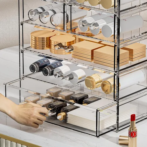 Miniatura 6 de Organizador de maquillaje grande de acrílico transparente, organizador de joyas, organizador de maquillaje perfecto y almacenamiento para tocador