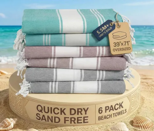 Miniatura 81 de LANE LINEN - Paquete de 4 toallas de playa de gran tamaño, toalla de piscina prelavada, extragrande, de secado rápido y sin arena, toalla de viaje